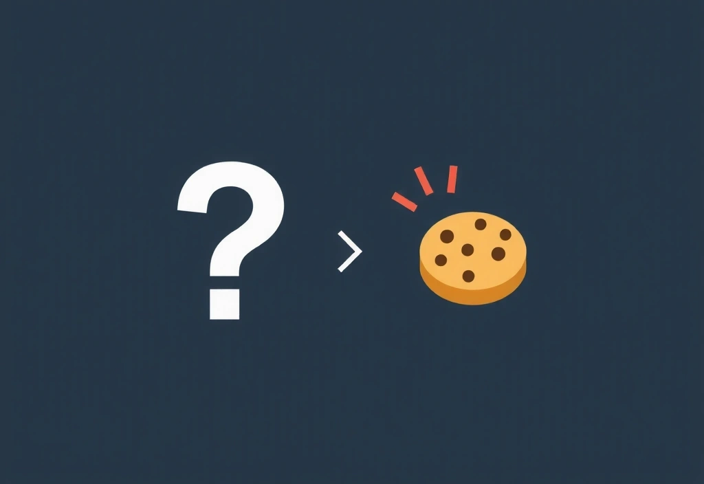 Pytanie markera z ikoną ciasteczka, symbolizujące pytania o politykę cookie