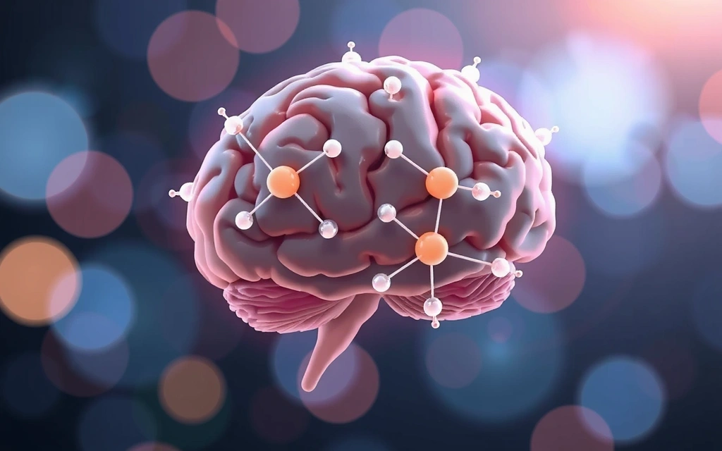 Ilustracja mózgu z symbolami cynku i pozytywnymi emocjami