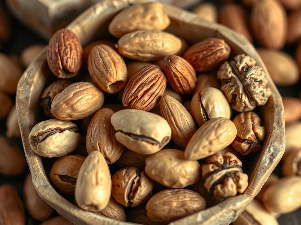 Miska migdałów i orzechów laskowych